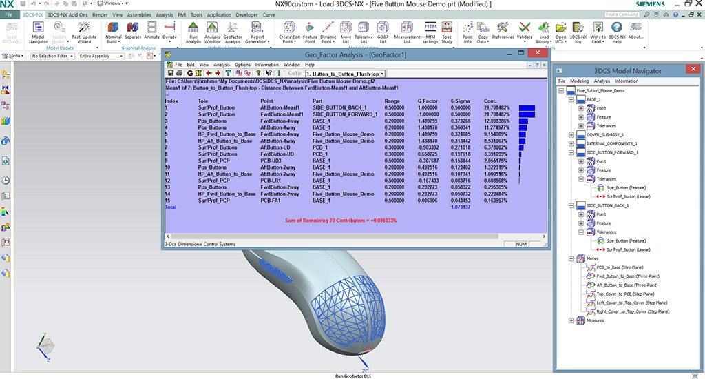 3DCS ซอฟต์แวร์วิเคราะห์ความคลาดเคลื่อนที่ใช้มากที่สุดในโลก 12 GEOFACTOR ANALYZER ADD-ON MODULE